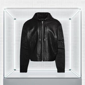 Chrome Hearts Leather Fleur Cross Patch Hoodie